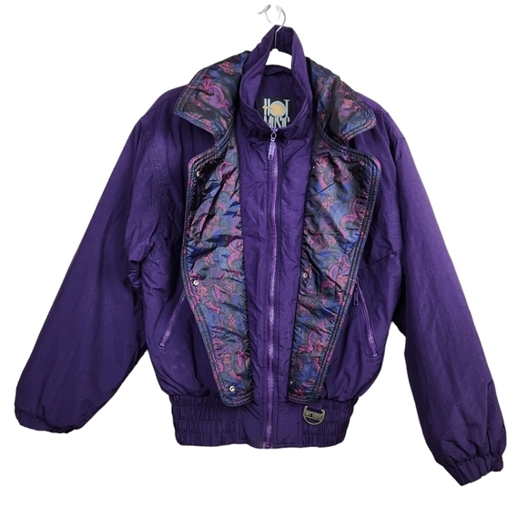Vintage 80s 90s Hot Music Ski Jacket Winter Coat Graphic Women's Size Medium - Picture 2 of 11